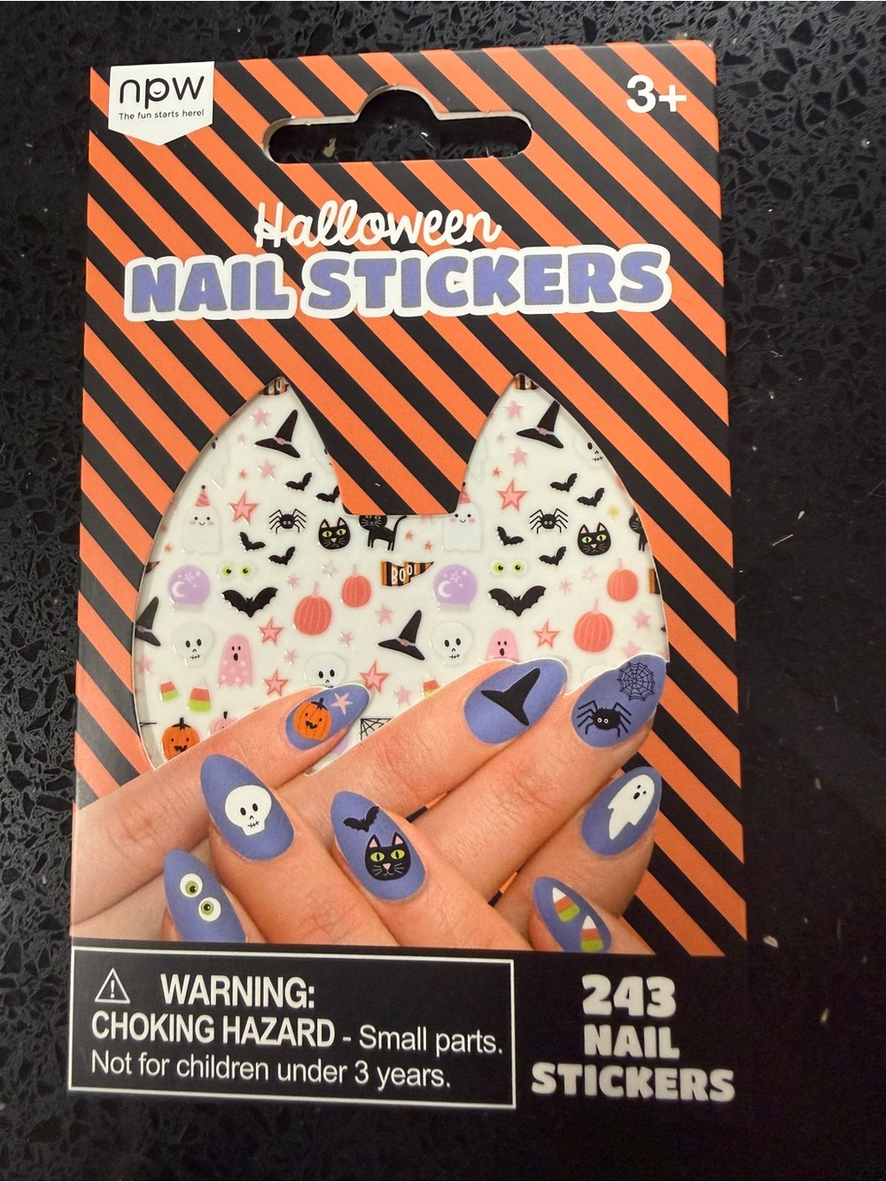 npw Halloween Nail Stickers - Purple & White Halloween Press-On Nail Decals